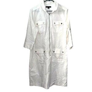 Sharagano Womens White Utility Zip-Up Dress Size 12